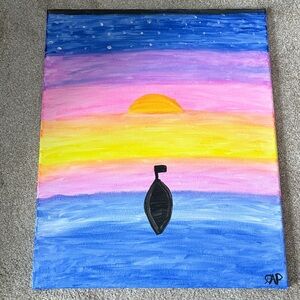 Sunset Boat Canvas Acrylic Art by Gingerannc